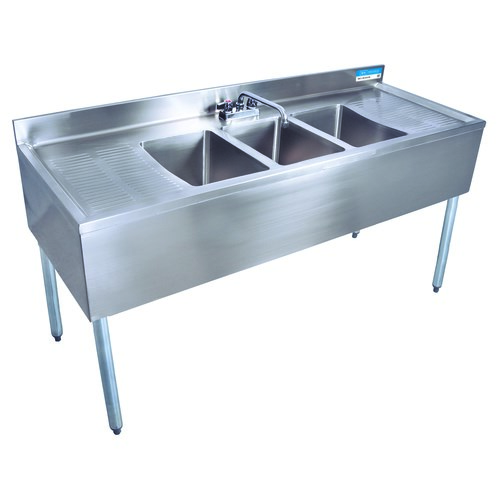 60"x18-1/4"x32-1/2" Slim-Line Underbar 3-Compartment Sink *w/ Splash Mount Faucet*-image